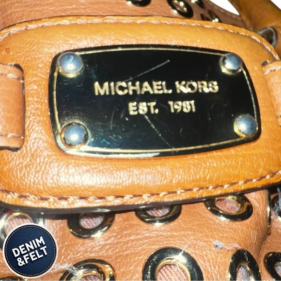 MICHAEL KORS HAMILTON GROMMET TAN/BROWN LEATHER SATCHEL SHOULDER HANDBAG | EUC🤎 - Picture 14 of 16